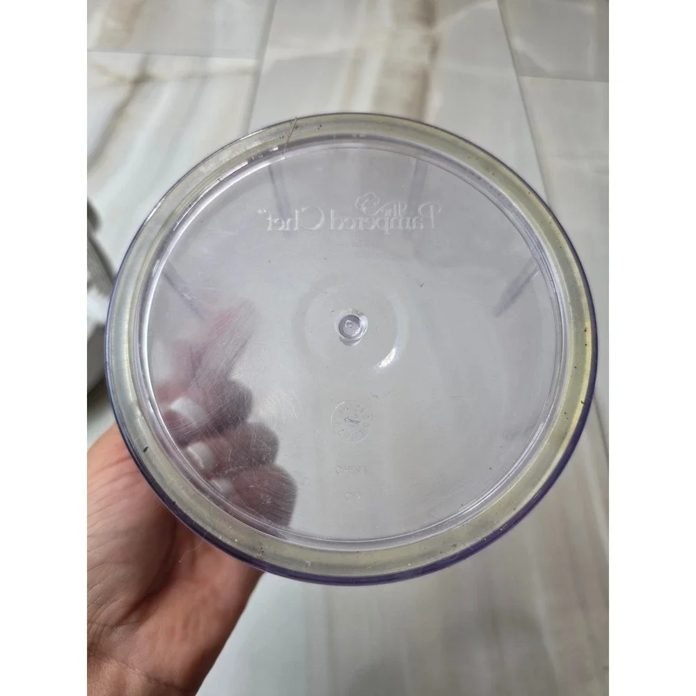 The Pampered‎ Chef Manual Food Processor 3 Cup White Hand Crank Chopper 2593 A2